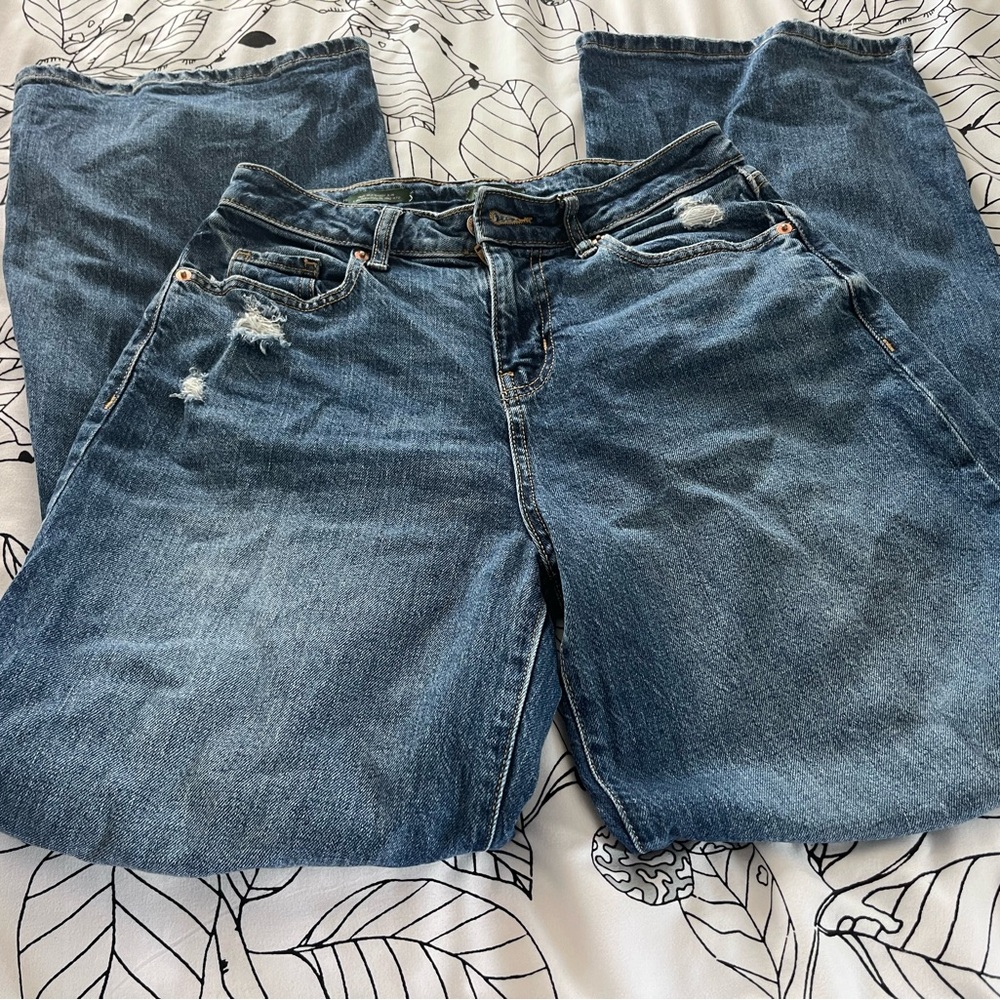 wild fable Blue Distressed Straight-Leg Jeans